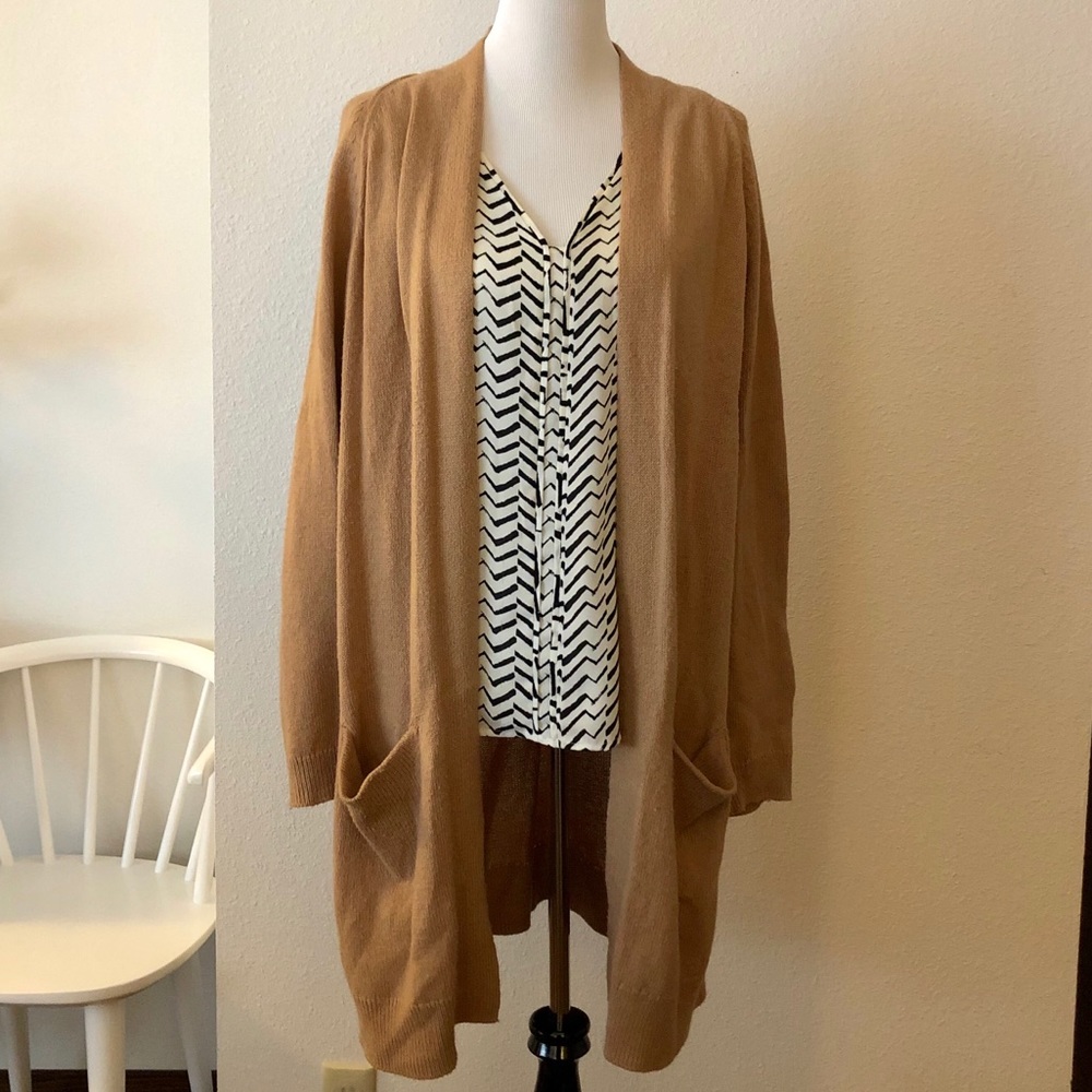 BP Open Front Camel Duster Cardigan
